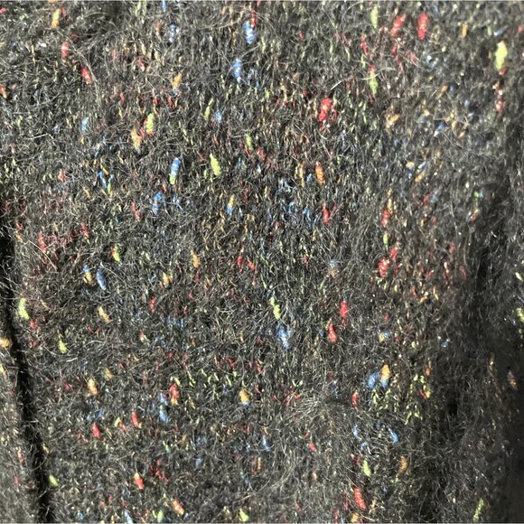 Vintage Speckled Black Wool Mohair Blend Button-Up Cardigan Sweater Women's M - Picture 3 of 8
